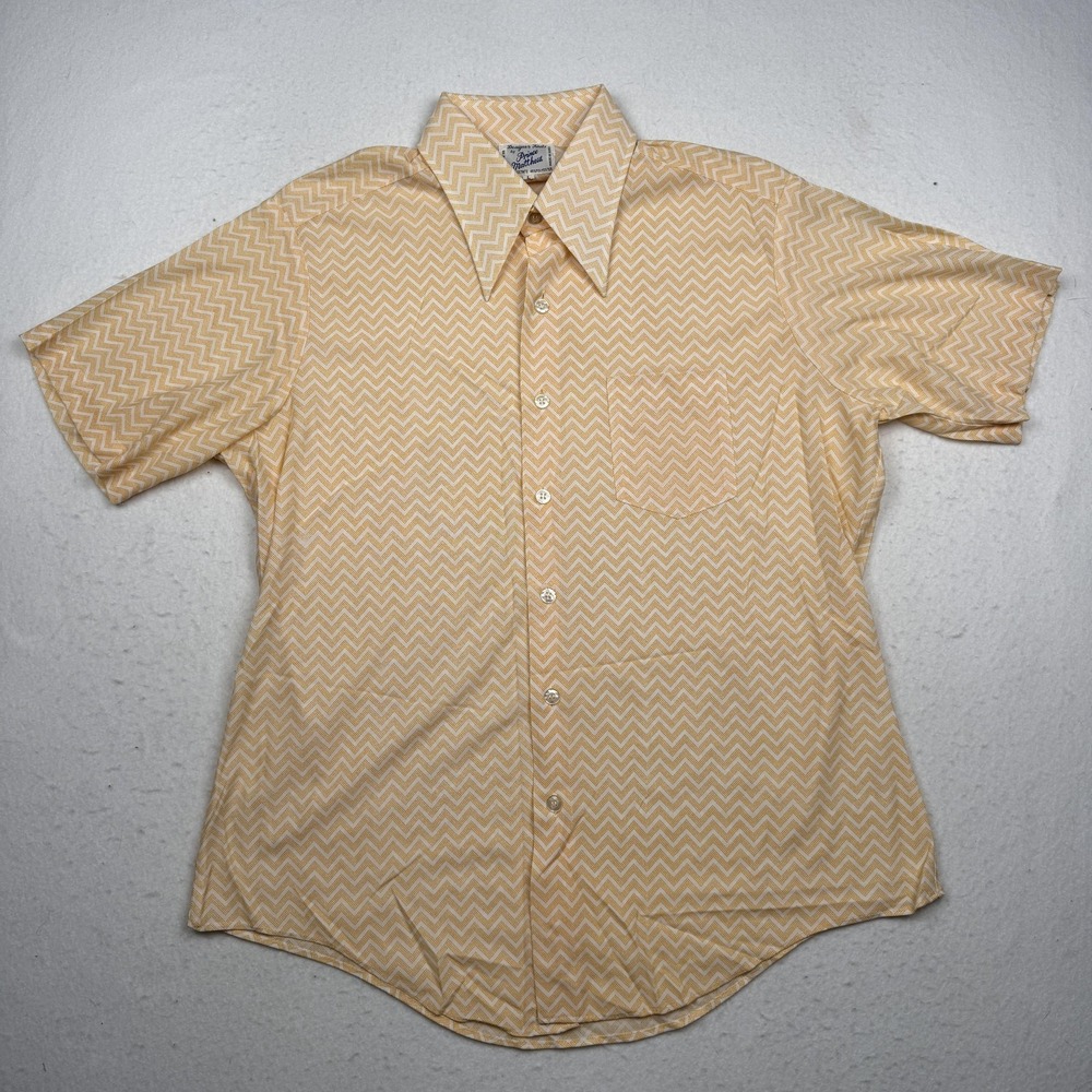Vintage Prince Matthew Shirt Mens Large Orange Short Sleeve Button Up 70s